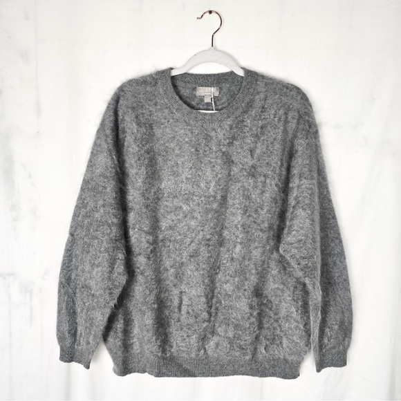 J. Crew Gray Brushed Cashmere Relaxed Oversized Crewneck Sweater - Picture 3 of 8